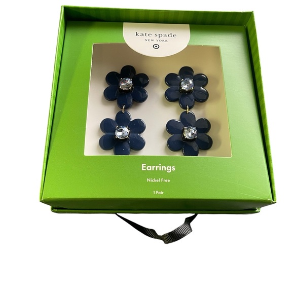 kate spade Jewelry - Kate Spade Navy Floral Earrings